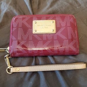 Michael Kors Maroon/Gold Wristlet